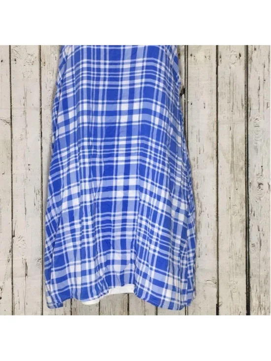 Love Tree Blue White Plaid Sleeve Dress Large - Picture 7 of 7